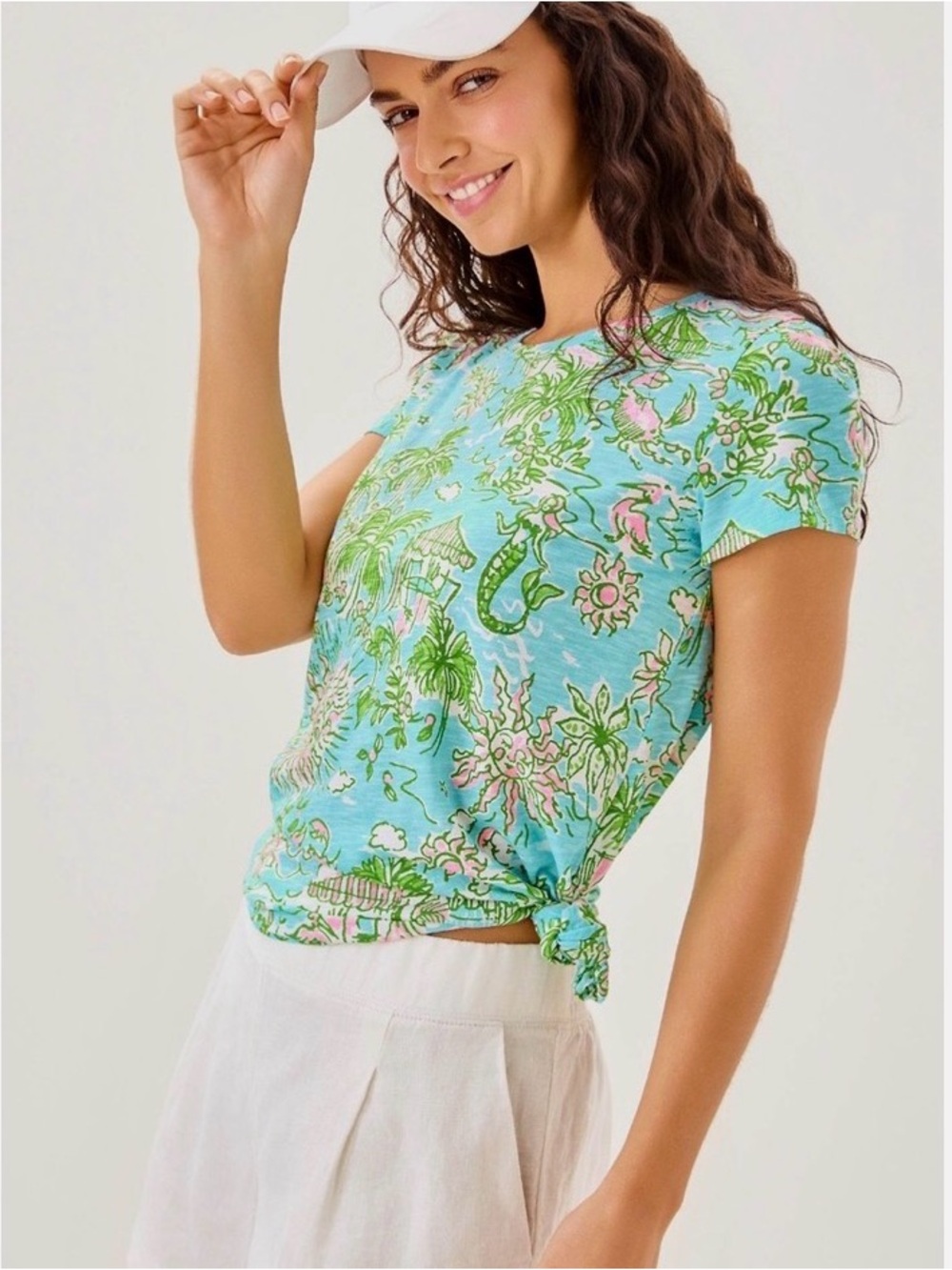Lilly Pulitzer Aqua Tropical Print Short Sleeve Tee